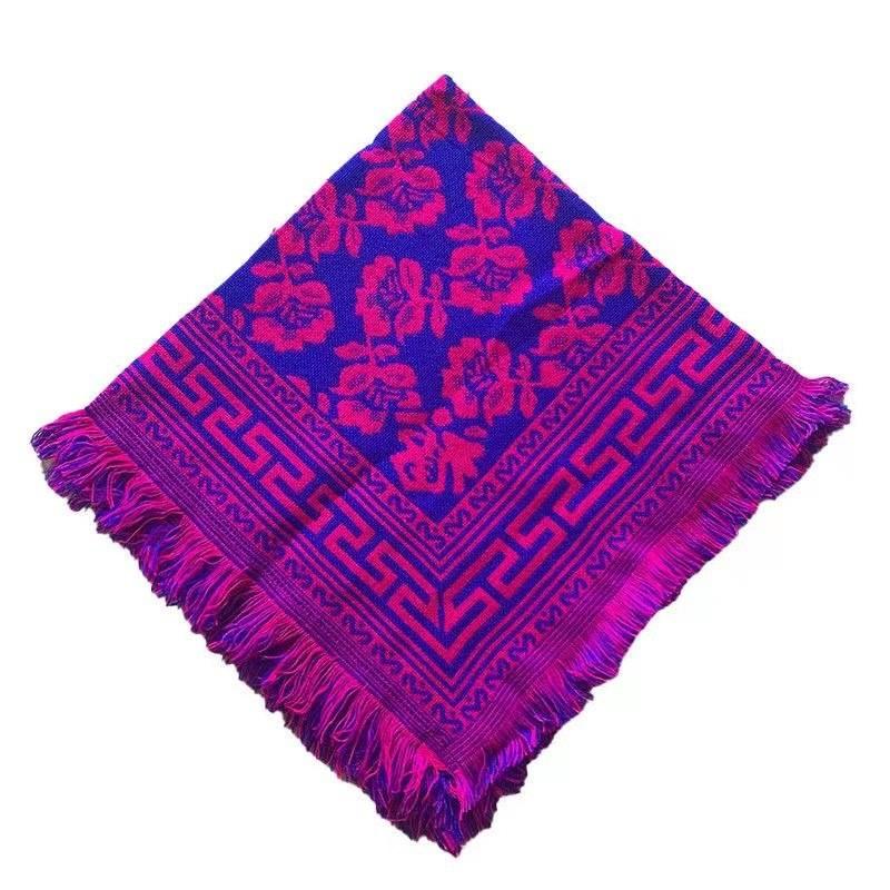 Ethnisch Stil Damen Quadratisches Tuch Mit Blumenmuster Warmes Winteraccessoire Für Damen Mittleren Alters