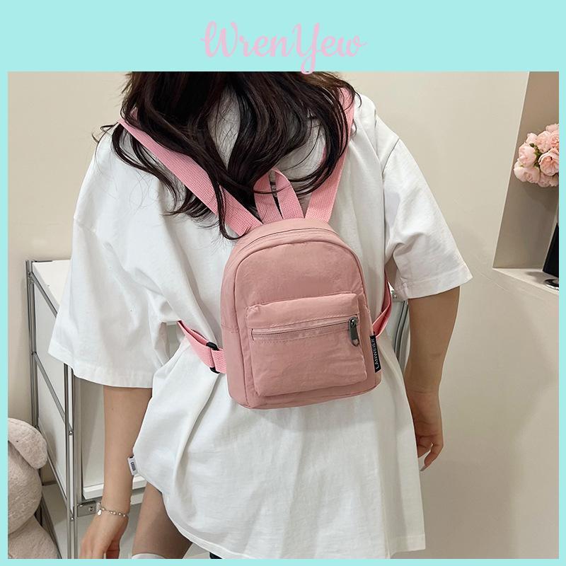 Simple Pure Color Mini Backpack For Women With Secure Zipper Closure For School And Outings