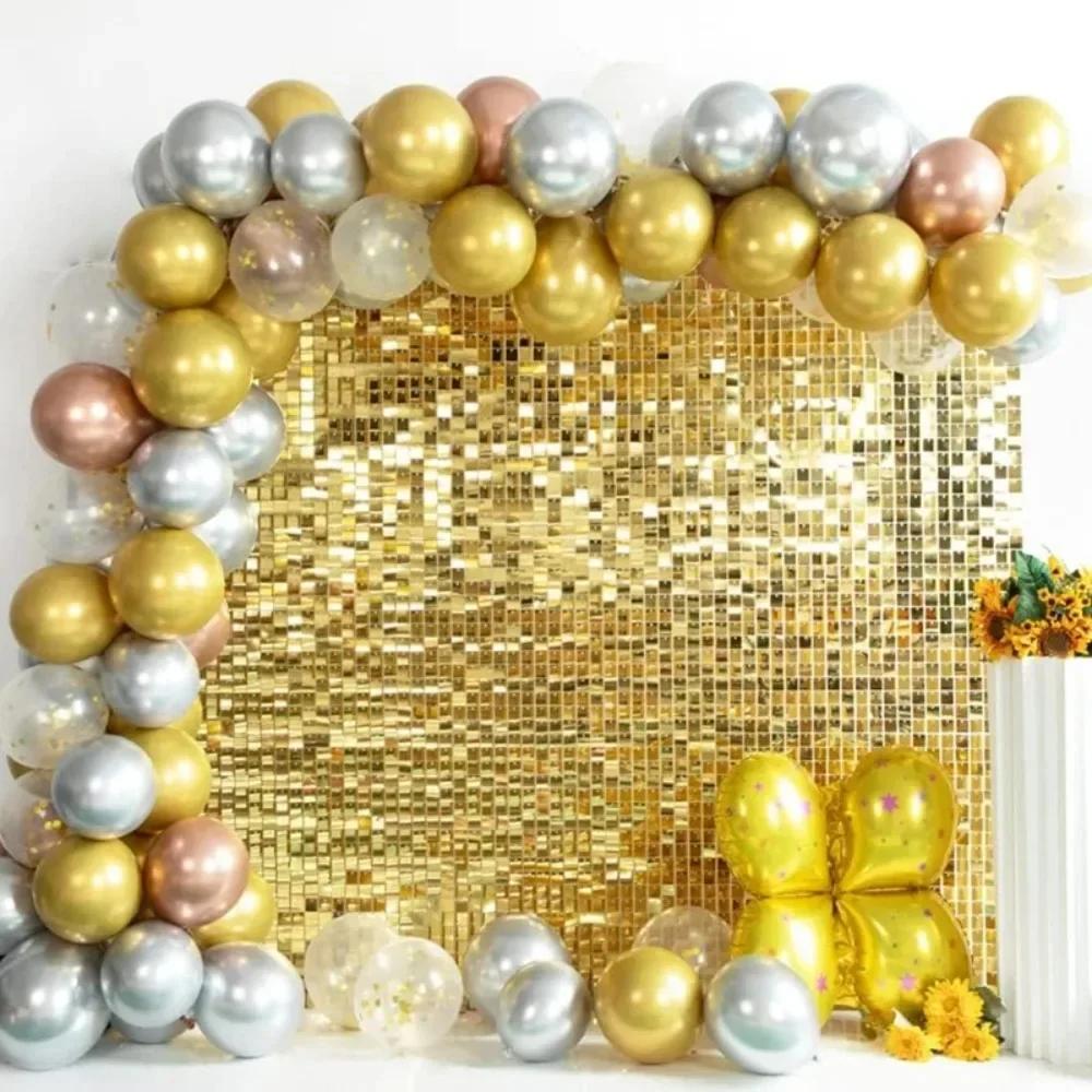 1x2M Sequin Backdrop Decor Curtain 2m Foil Tinsel Curtain Baby Shower Birthday Party Decor Shimmer Wall Wedding Party Backdrops