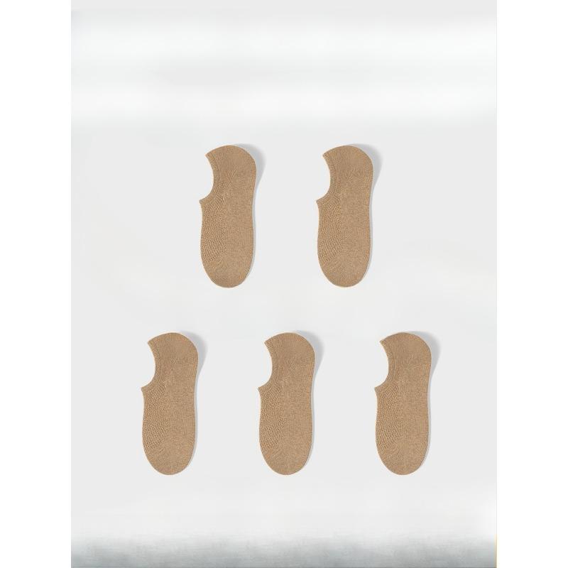 5 Pairs of Female Summer Cotton Ultra Thin Breathable Can Not Fall Off with Anti Odor Sweat Absorption Mesh Invisible Socks