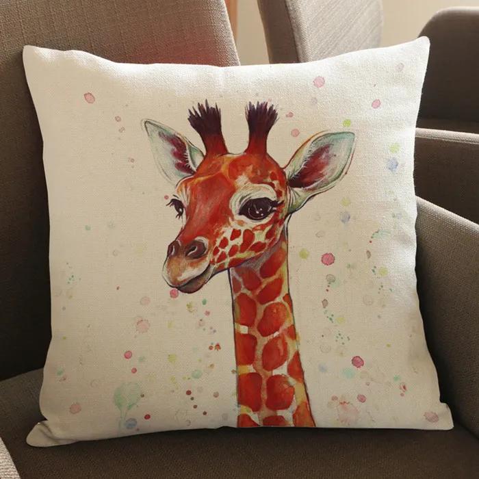 

Декоративная подушка в стиле диких животных Африканская зебра Слон Жираф Подушка Квадратные наволочки Хлопок Лен 45х45 см 40x40cm16x16Inch