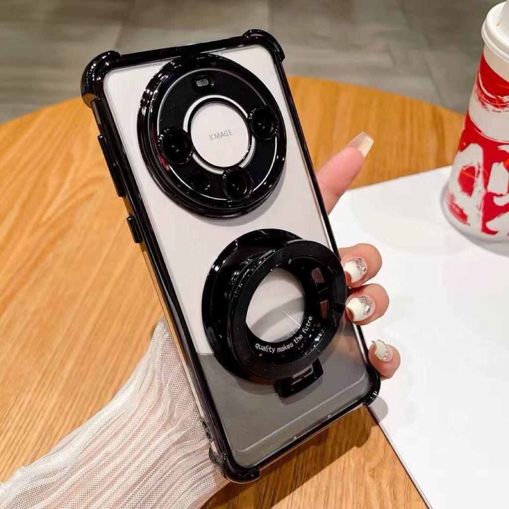 

Magnetic Stand Phone Case for Huawei Honor Magic7Pro, Electroplated Four Corners for Mate70, and Hard Case for P70PRO MATE70PRO чорний