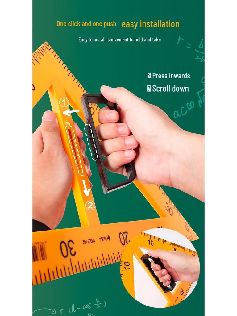 Little Fish Ruler Set: Compass, Magnetic Straight Edge, Protractor, and Set Square - Math Teaching Tools