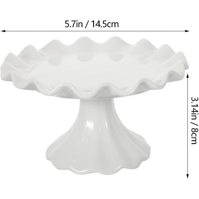 Ciieeo Ceramic Footed Bowl Small Raised Fruit Serving Tray Porcelain Pedestal Bowl Candy Snack Cake Display Stand for Birthday Holiday Party 5.5 Inch