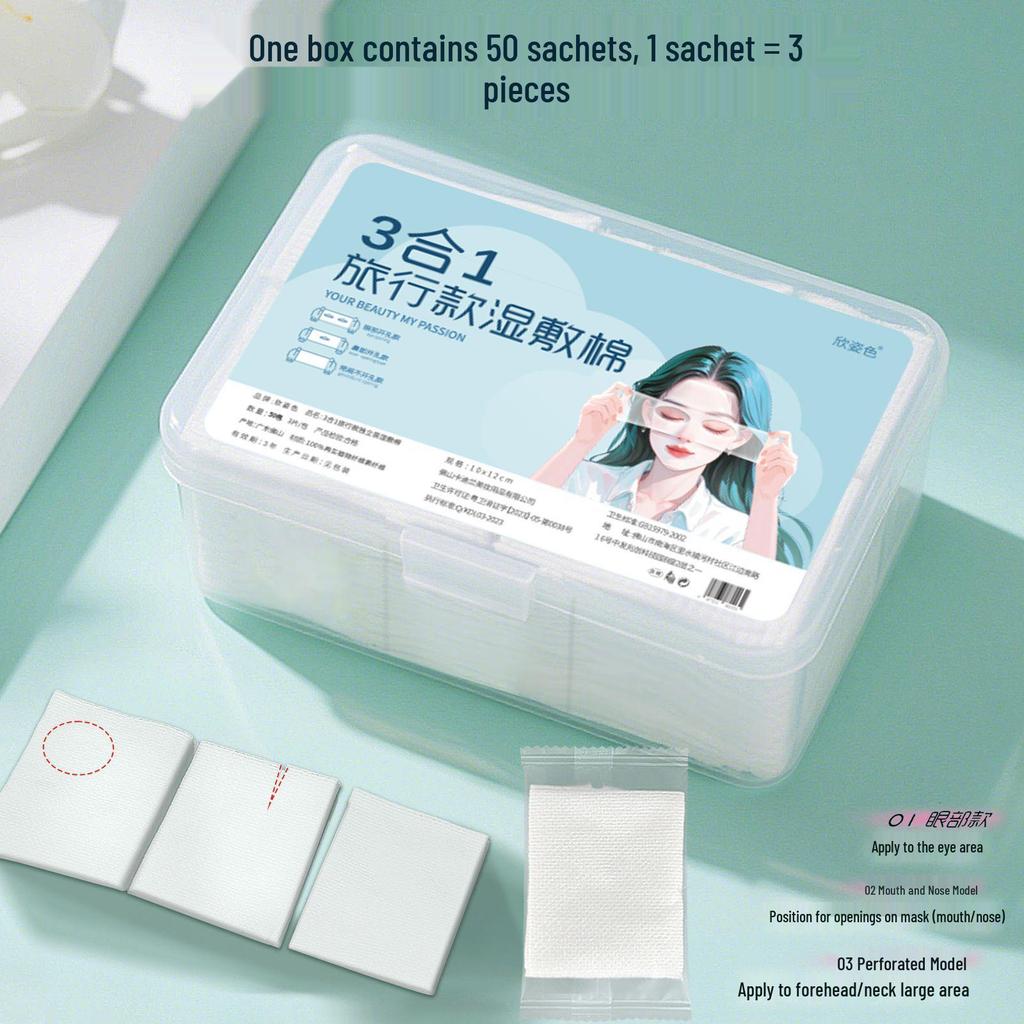 Ultra-Thin Hydrating Tencel Cotton Pads - 3-in-1 Stretchable Wet Compress for Makeup & Facial Masks