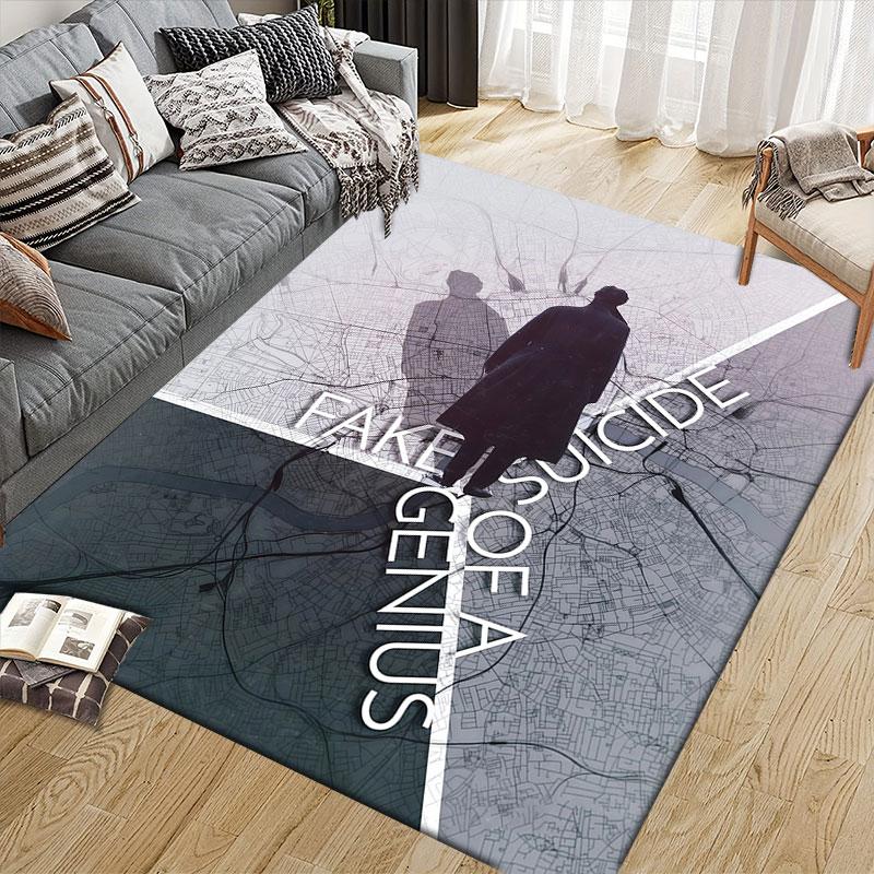 Sherlock Collage Flannel Printed Carpet, Home Sofa Decoration for Living Room & Bedroom, Non‑Slip Play Flannel Floor Mat for Game Room