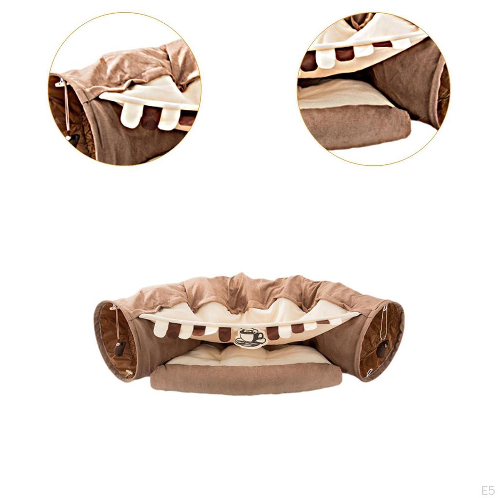 2 In 1 Cat Tunnel Bed Activity Center with Removable Washable Mat for Outdoor