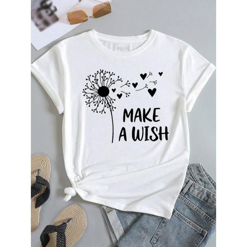 (European Size) Sweet Love Women Trend Cute Short Sleeve Fashion Tee Top Clothing Print Lady Casual T-shirt Female Graphic T-shirts