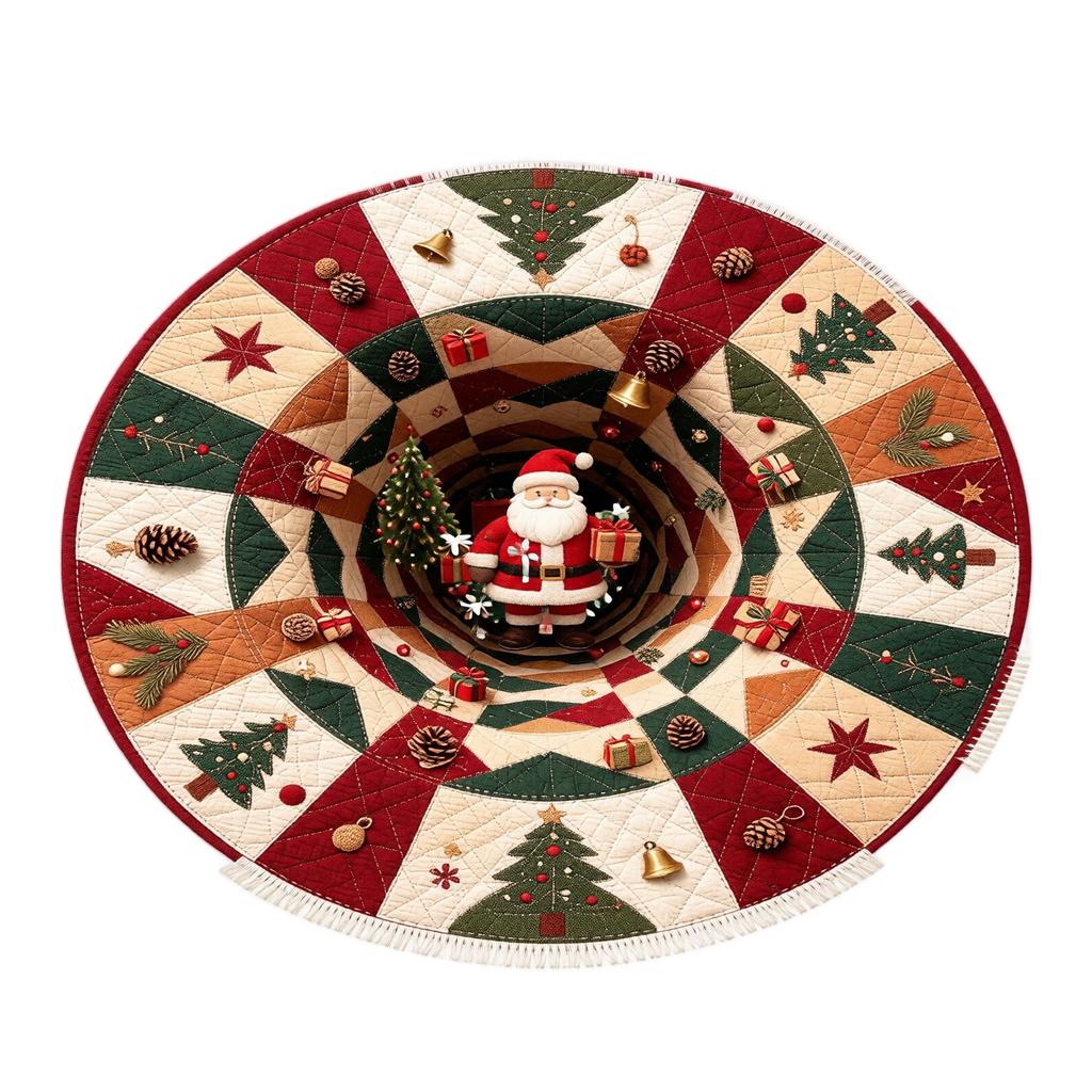 Christmas Round Velvet Area, Stain and Festive Floor for Home Decor