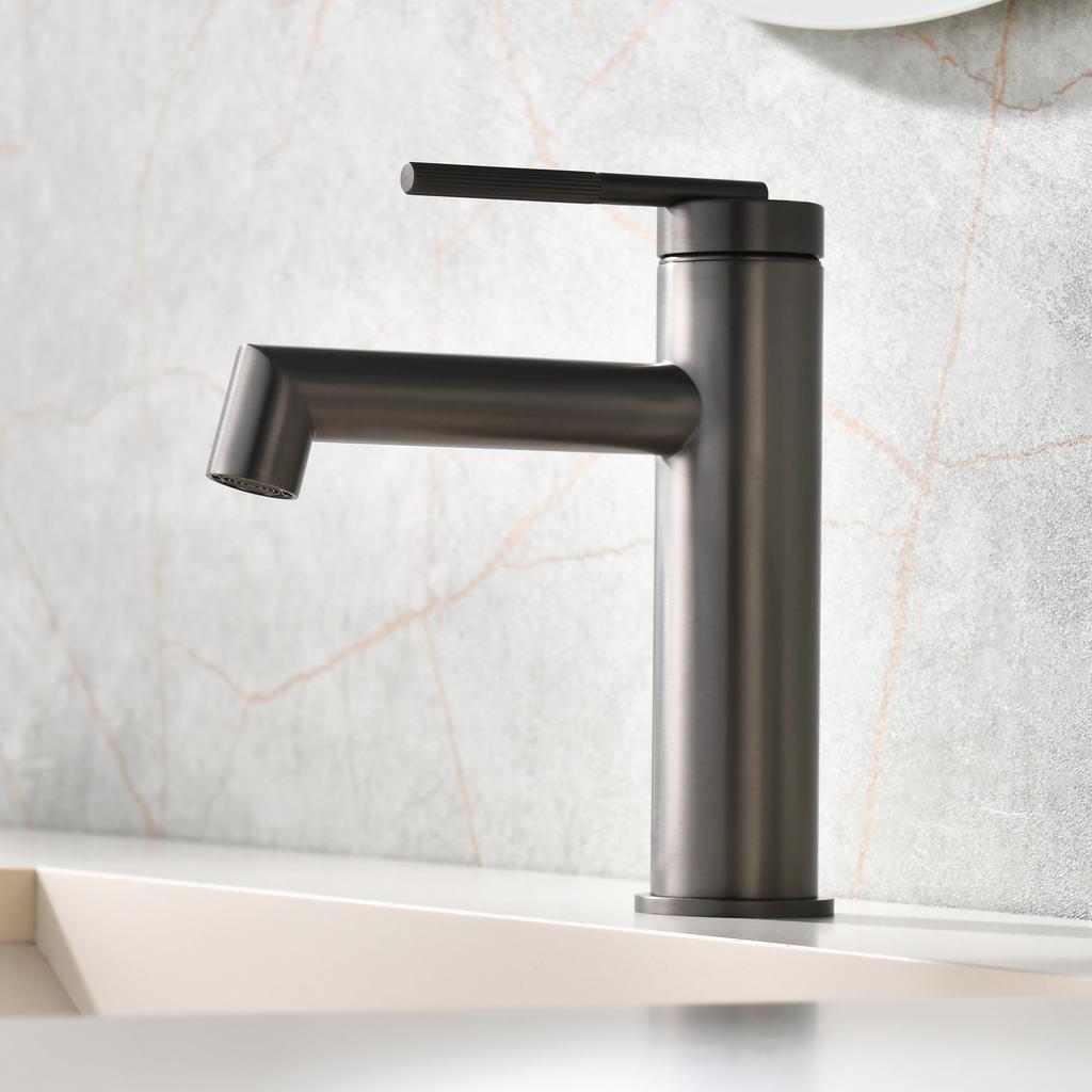 New Bathroom Brush Gold Basin Faucet Chrome Single Lever Hot and Cold Solid Brass Crane Brass Sink Mixer Gray Tap