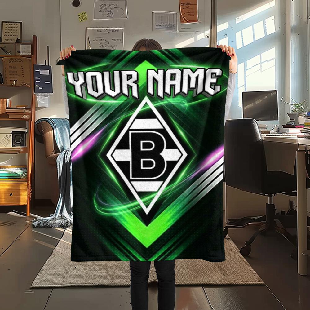 1PC Custom Name Vfl Gladbach Patterned Flannel Blanket Suitable For All Seasons for Home Decor Warmth and Comfort Gifts Holiday Present