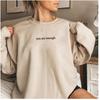 Women's Fleece-Lined Slogan Sweatshirt - Plain Color, Round Neck