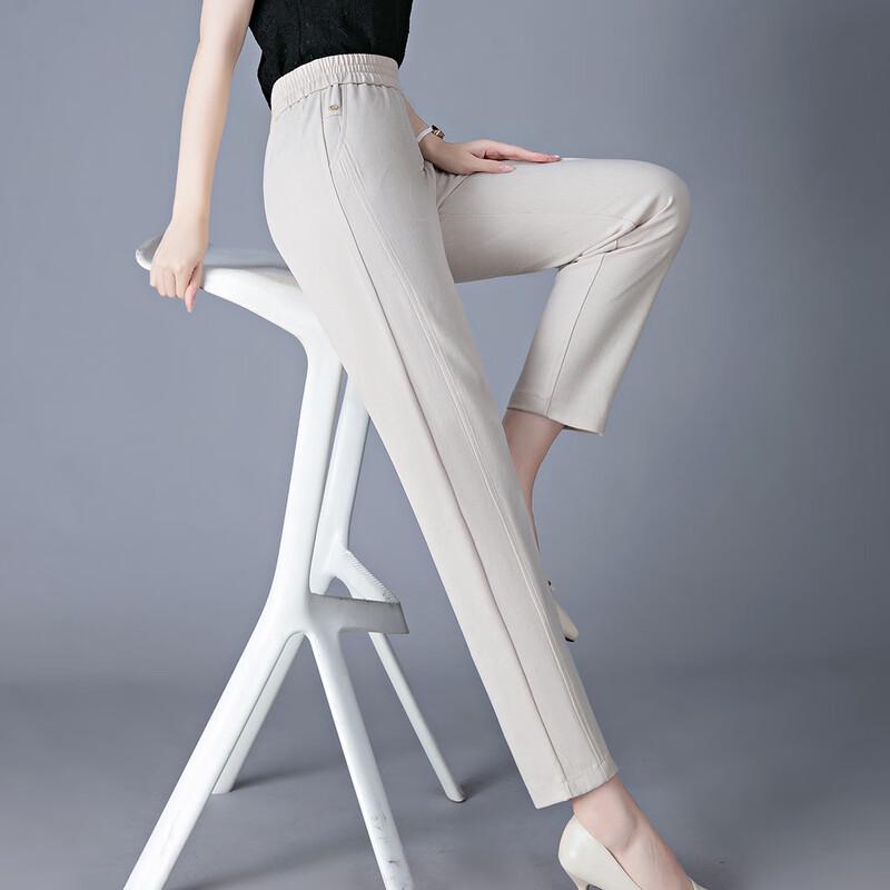 WoXue 2025 Women's Elastic Waist Cropped Pants