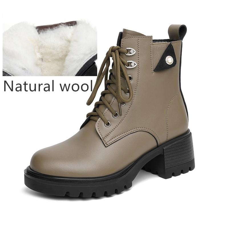 Fashion AIYUQI Ankle Boots Women Winter 2024 New Genuine Leather Natural Wool Warm Mom Boots Non-slip Large Size Women Snow Boots