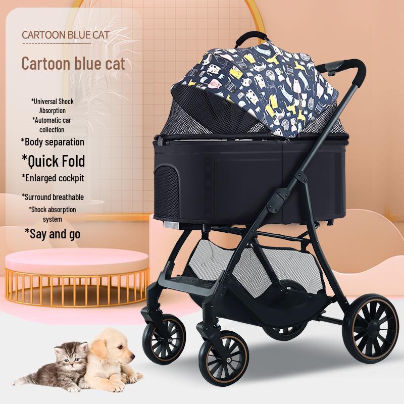 Lightweight Folding Pet Stroller for Small Dogs and Cats