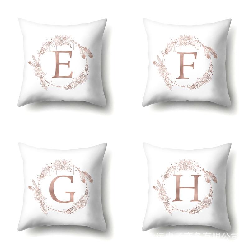 Polyester Pillow Case Home Ins Style Decorative Print Pillow Case 26 English Letter Cushion Cover