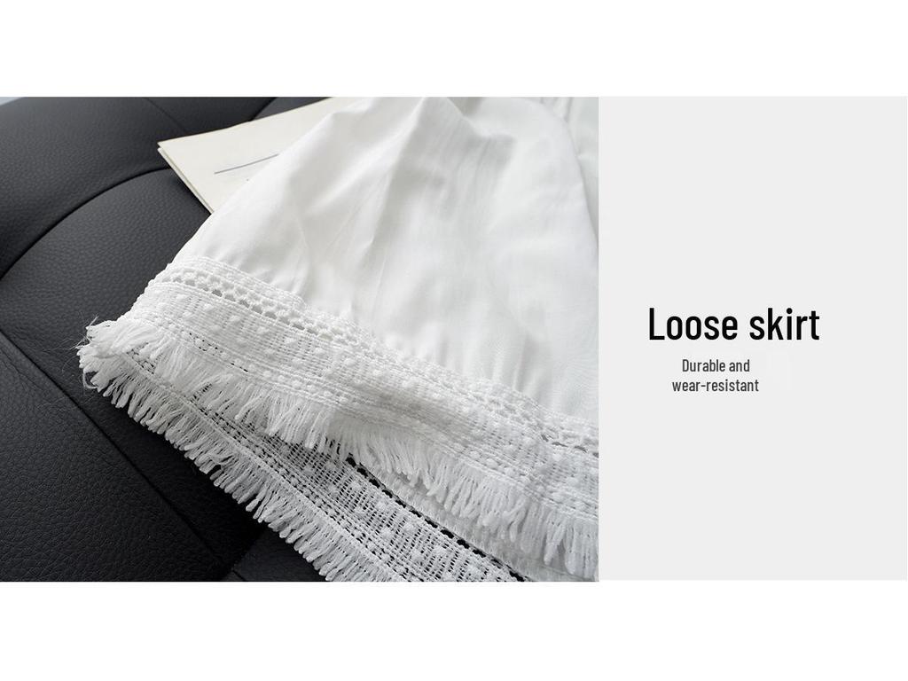 Spring 2026 Women's High-Waisted Skirt: Mid-Length Lace Ruffle, Elastic Waist, Slimming A-Line with Wide Hem.