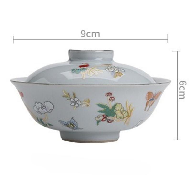 Retro Moon Butterfly Ceramic Tea Tureen Boutique Japanese Tea Bowl Tea Maker Cover Bowl Household Kung Fu Tea Set