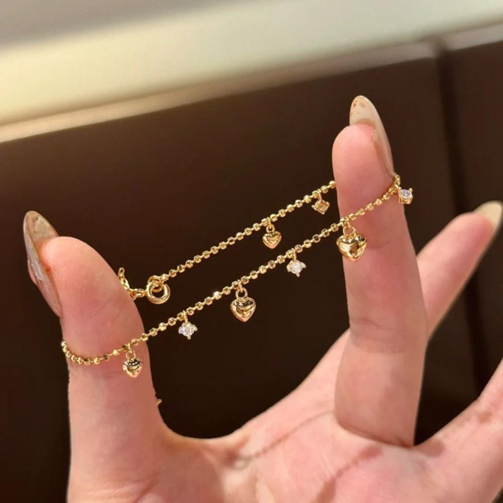 Zinc Zinc Alloy Gold Bracelet Bead Charm Hand Chain Exquisite Heart Bracelet Women