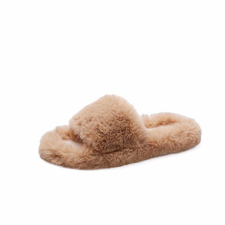 

Пушистые тапочки Женские осенне-зимние для улицы Родительско-детская обувь Новая модная плоская обувь на одном слове Домашние хлопковые шлепанцы Ленивая обувь 40