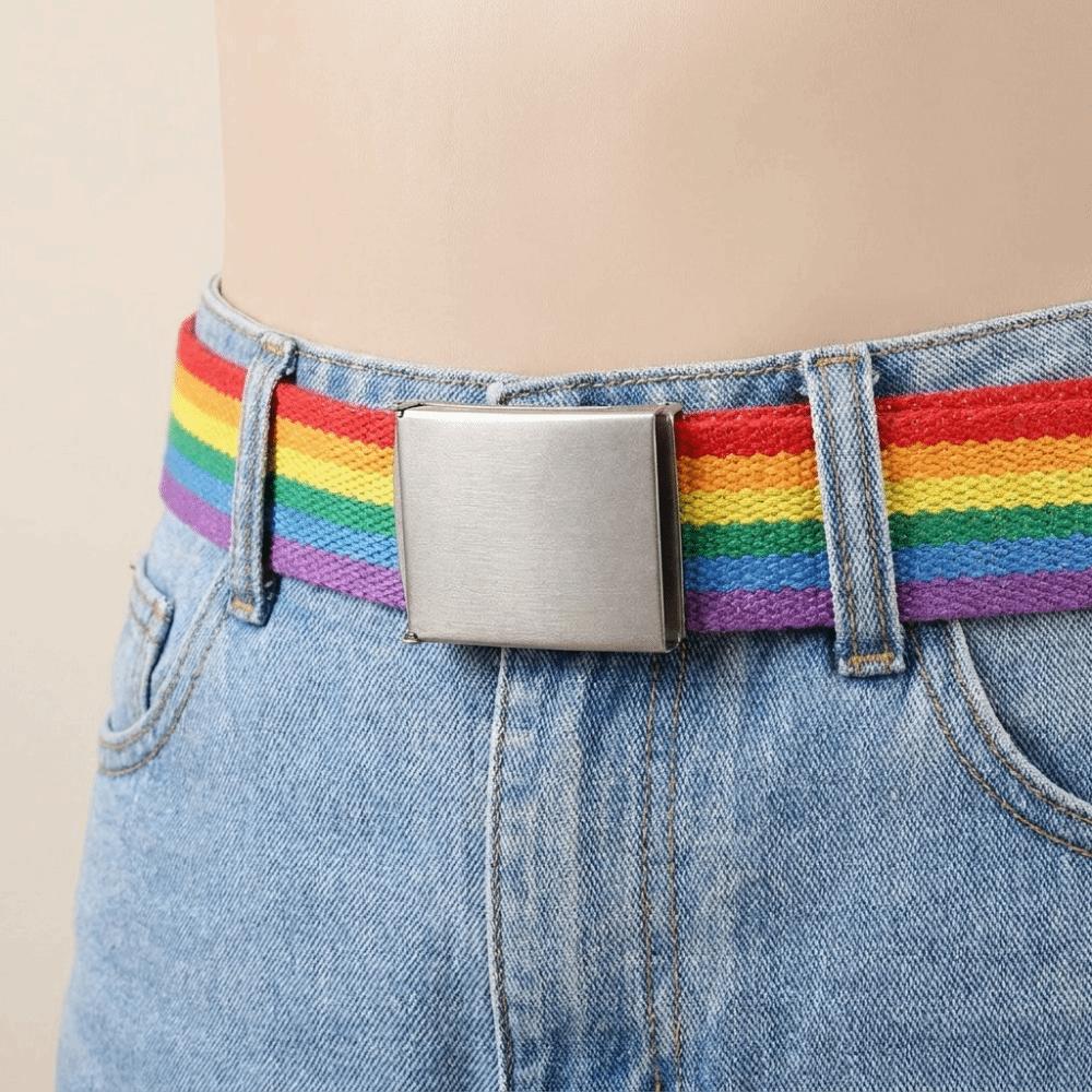 Stripe Canvas Waist Belt Metal Buckle Nylon Belt Fashion Men's Business Belt  Male