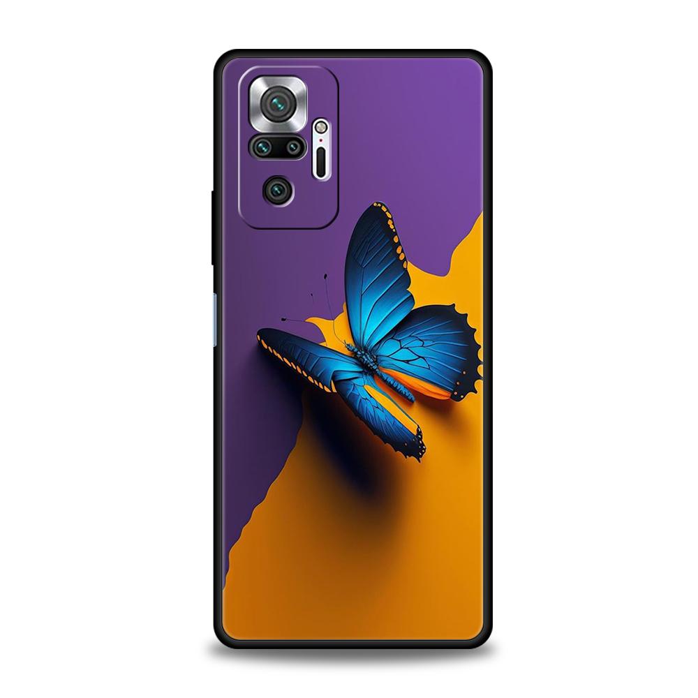 Butterfly Phone Case Cover for Redmi 13C 10C Note 13 12 10 11 Pro Plus 7 8T K40 K50 Gaming Pro Plus 5G Soft TPU Shell Capas Bags