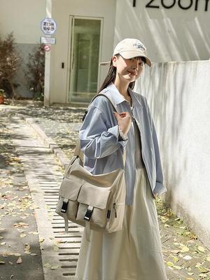 Minimalist Large Nylon Crossbody Bag - Lightweight, Versatile Shoulder Bag for Casual Travel & Workwear