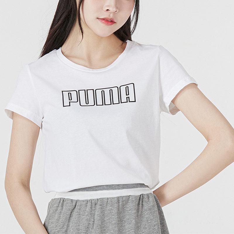 Puma Logo Short Sleeve T-Shirt Women Tops White 671603-02