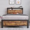 Metal Bed - MUVOE - 90 X 200 Cm - Headboard with Storage - Industrial Design - Capacity 120KG