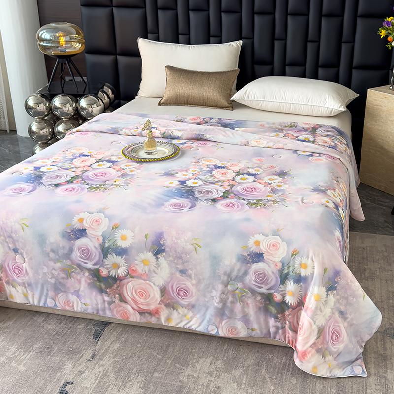 

3D Digital Printed Summer Quilt Queenking Flower Printed Duvet Ice Coolling Comforter designed for Summer Air Condition Quilt Gentle 150x200cm 1pc