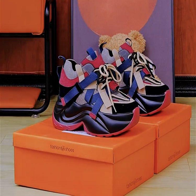 2025 New Luxury Women's Sneakers Versatile Casual Shoes with a Height Increase of 8cm Thick Bottom Sports Running Shoes