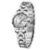Ladies Analog Wristwatch Silver Quartz 3 ATM Water Resistant Luminous Hands Day Date Metal Band