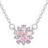 Korean Version Of Simple Temperament, Small Fresh Collarbone Chain, Fashion Creative Pink Cherry Blossom Necklace, Crystal Zircon Necklace