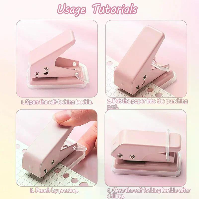 Kawaii Cute Paper Punch Portable Round Hole Puncher Paper Cutter Office School Supplies Stationery Items