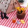 Wooden Tent Assembly Kits For Kids Doll House Camping Scene Display Furniture Outdoor Picnic Scene Decoration Model Set