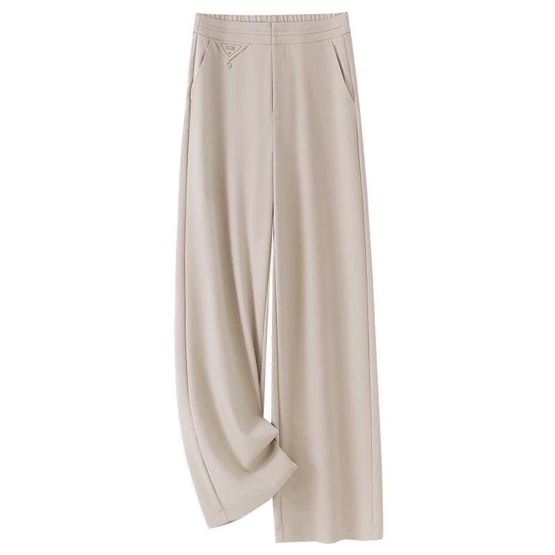 

2025 Spring Women s Apricot Wide-Leg Suit Pants - High-End, Loose, Drapey Casual Western Style S