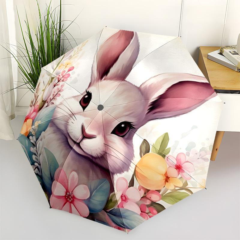 

1pc Bunny Floral Bouquet Automatic Folding Umbrella, 8-Rib Iron Frame, Casual Outdoor Accessory for Birthday Festival Gifts yy251128189