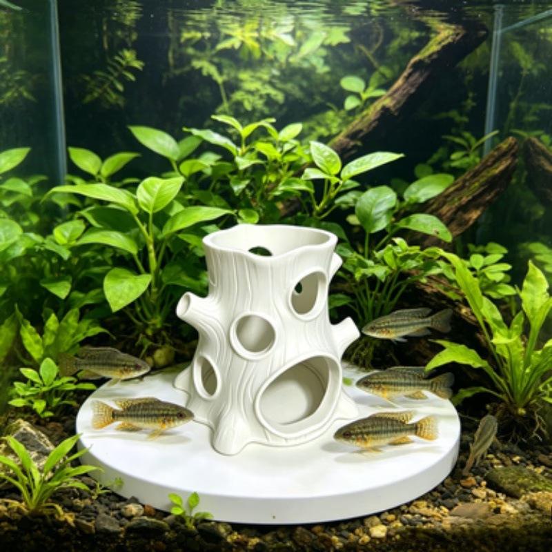 Hollow Shrimp Breeding Cave Realistic Tree Stump Non-Toxic Aquarium Hideaway Plastic Multi-Hole Aquarium Ornament Fish Tank