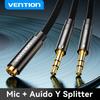Vention Audio Splitter Headphone Adapter 3.5mm AUX Cable for Computer 1 Female To 2 Male Mic Y Splitter Headset To PC Adapter 6