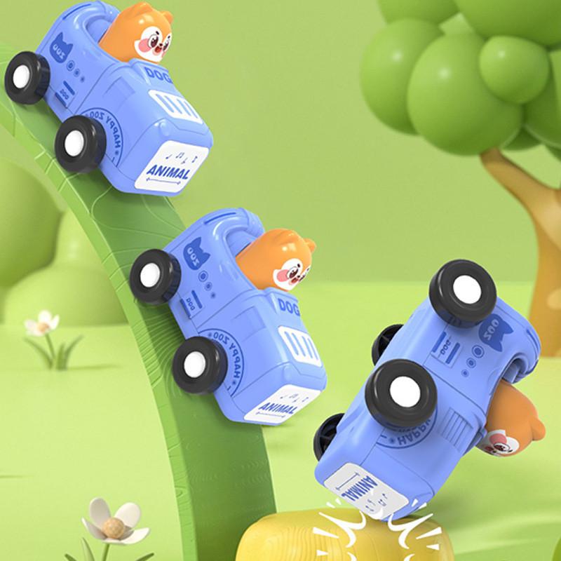 Children's Cartoon Animal Inertia Toy Car Pressing Engineering Vehicle Wholesale