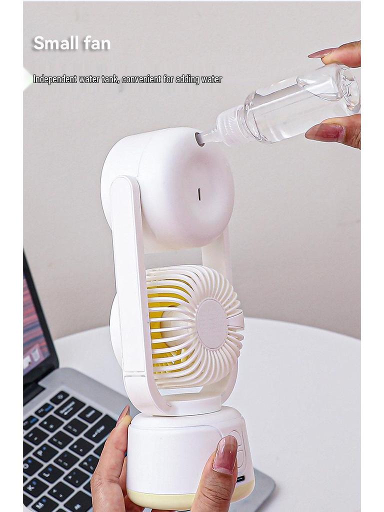 Dual-Head USB Mini Desktop Fan: Three-Speed, Strong Wind, Humidifying Spray for Summer Office