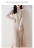 Elegant Merino Wool Women's Bodycon Knit Dress - New Style with Half High Neck and High Waist Design