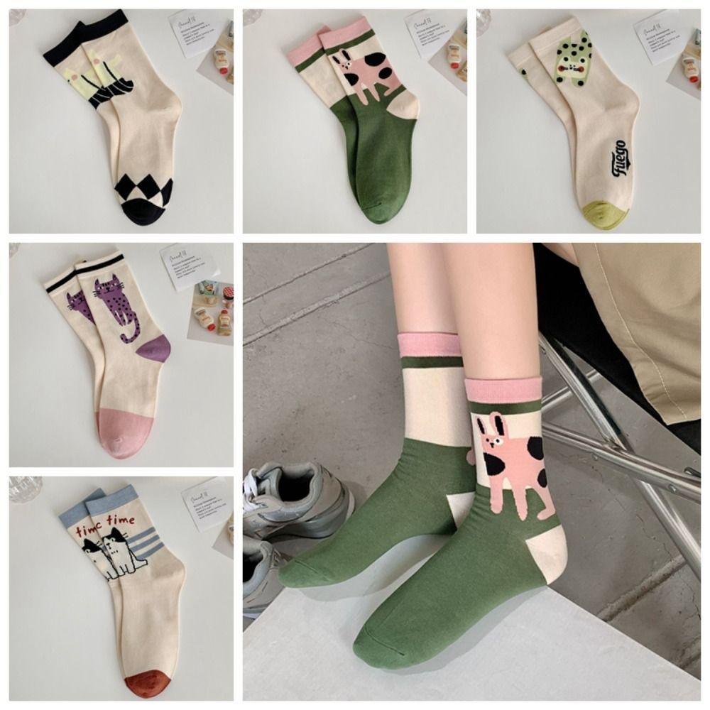 

Japanese Cartoon Socks Harajuku Cat Ankle Socks Creative Middle Tube Socks Winter C