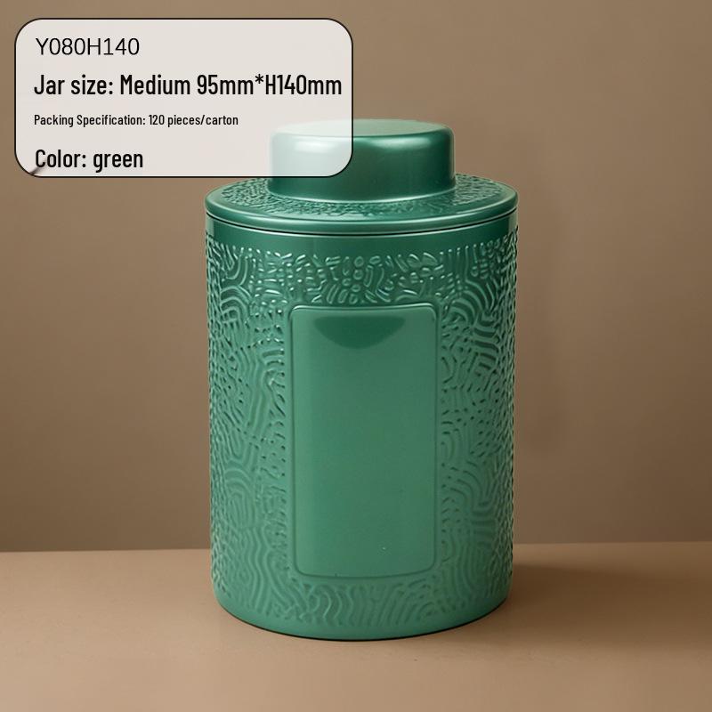 Thickened Tinplate Cylindrical Tea Can—Loose Leaf Black Tea Sealed Gift Box (Two Liang Pack) зелёный