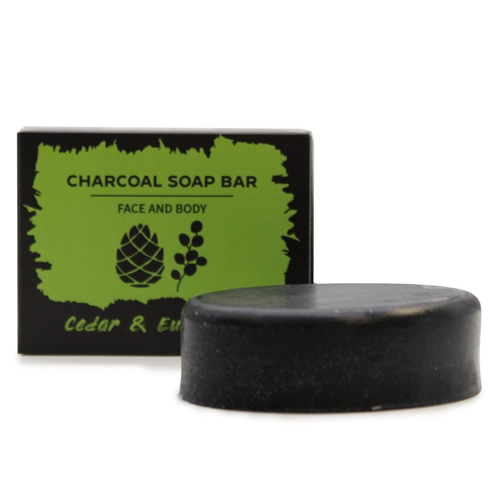 2x Charcoal Soap Bar, Eucalyptus and Cedarwood 85g