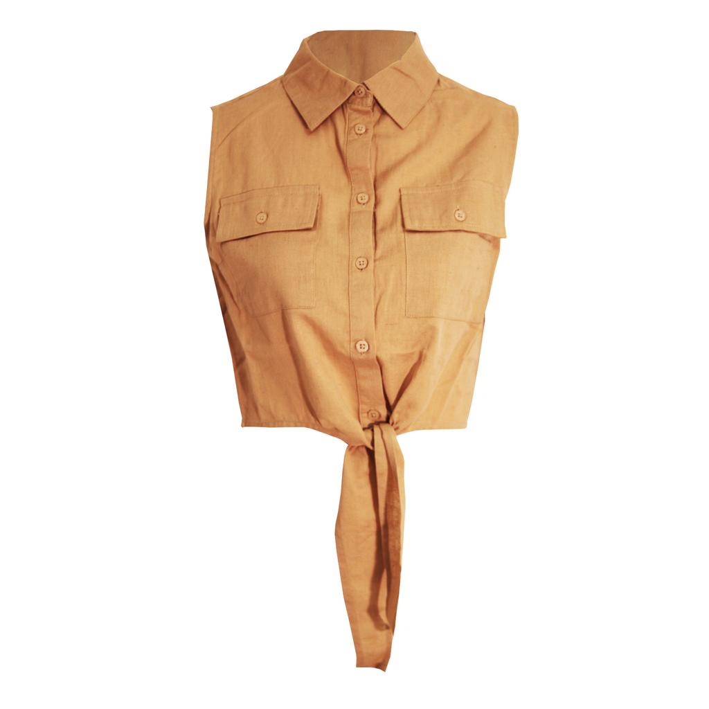 BRAVE SOUL Damen-/Damen-Elizabeth-Hemd mit vorn gebundenem Crop-Top