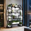 5-Tiered Tall Plant Stand Metal Flower Shelf with Plant Grow Lights for Living Room, Garden, Patio