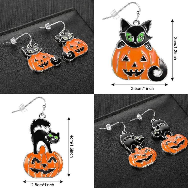 Skull Hand Bat Dangle Earrings Women Long Goth Punk Pumpkin Cat Head Earhook