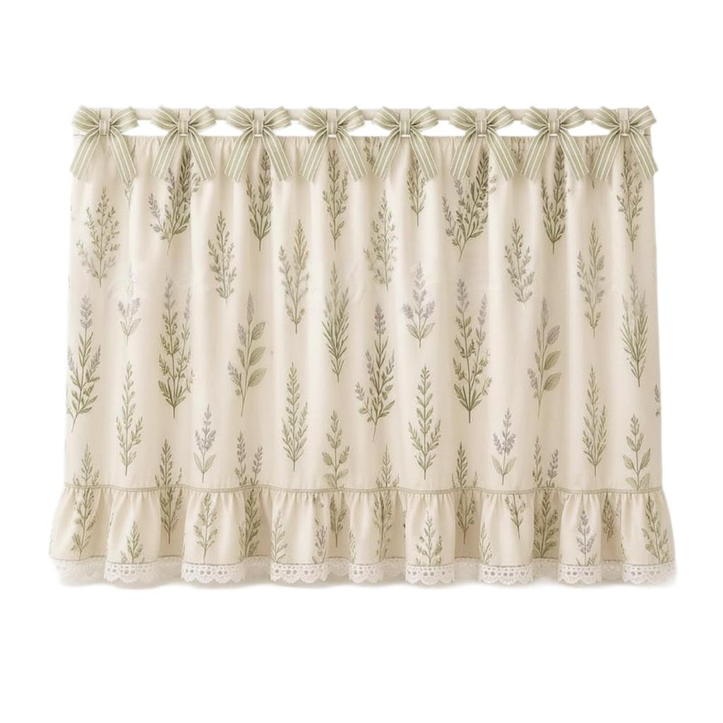 Rustic Oven Curtain with Ties Decorative Farmhouse Cover