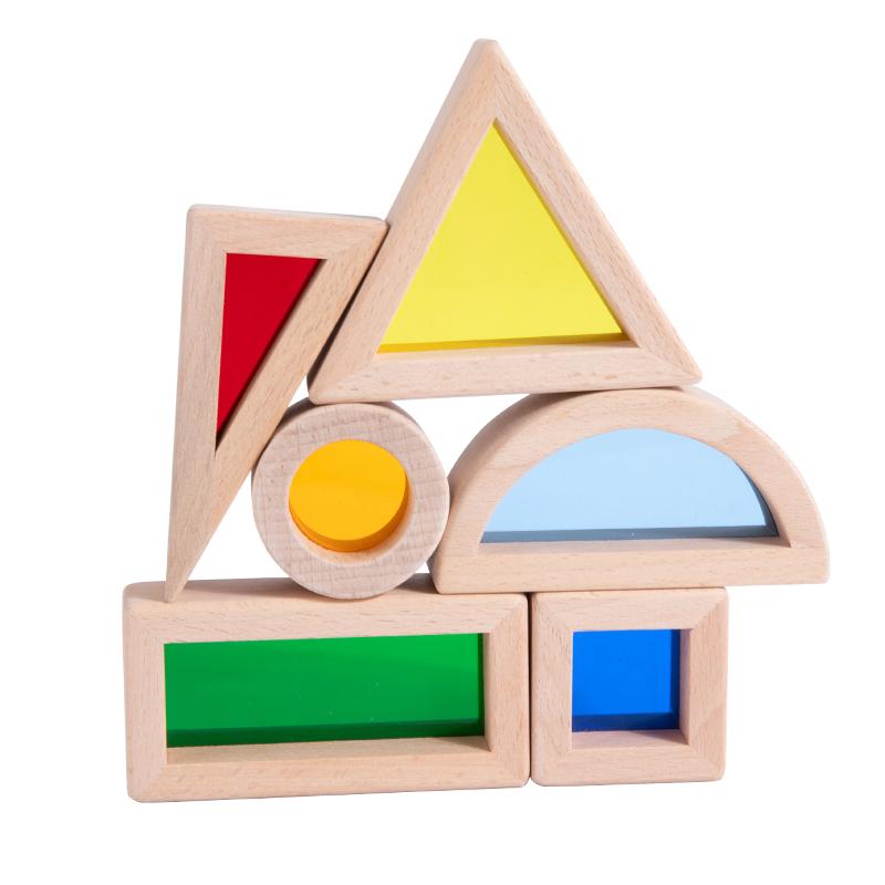 

Rainbow Acrylic Stacking Building Blocks Montessori Toys Construction Toys Colorful Geometry Sensory Toy for Preschool Children